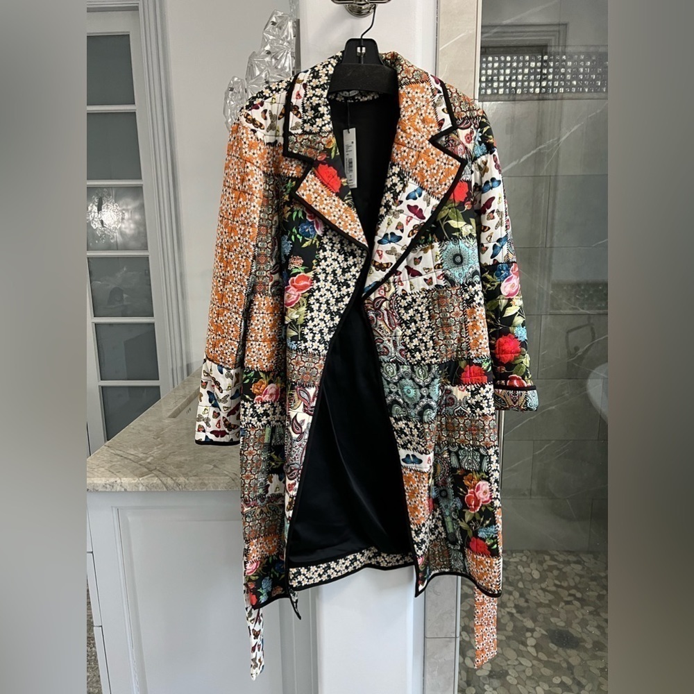 Alice + Olivia Moya Quilted Patchwork Coat - Picture 4 of 15
